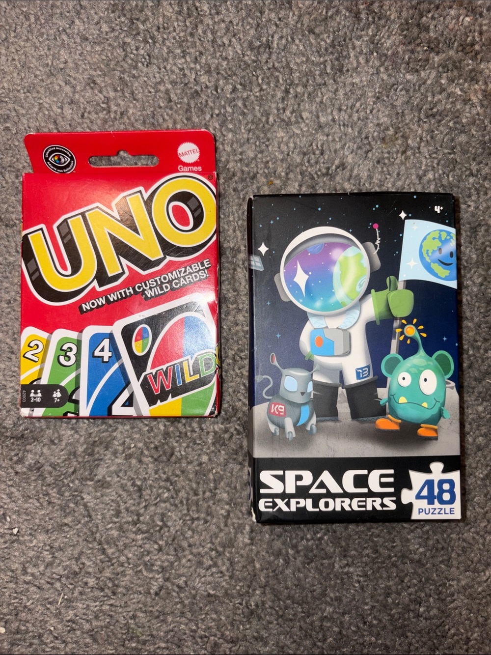 Mattel UNO Card Game and Space Explorers Puzzle